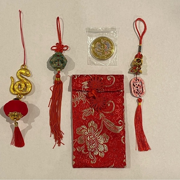 Feng Shui Lunar New Year Charm Bundle – Snake, Rabbit, Coin, Jade, Pouch - Picture 12 of 12